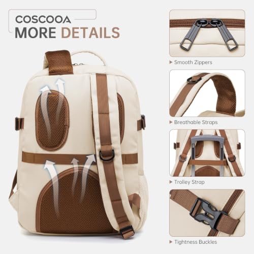 Small Travel Backpack 20L,Personal Item Bag 40x30x15cm,Flight Approved Underseat Travel Bag,Carry on Luggage Bag,Mochila de Viaje,Cabin Size Backpack - color: Beige