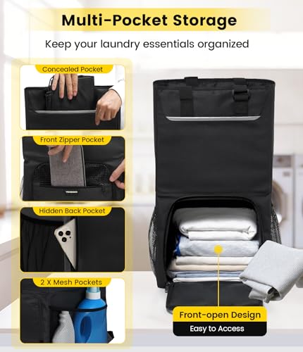 Vorspack Laundry Backpack for College Students, 2 in 1 Laundry Bag, Black - color: Black
