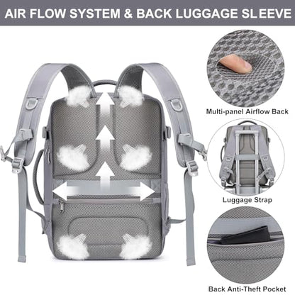 Personal Item Backpack for Women, 35L TSA Carry On Backpack Flight Approved - color: Light-grey, size: Large-25L
