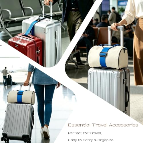 2Pack Adjustable Luggage Straps for Suitcases, Connect Bag to Suitcase (Blue) - color: Blue