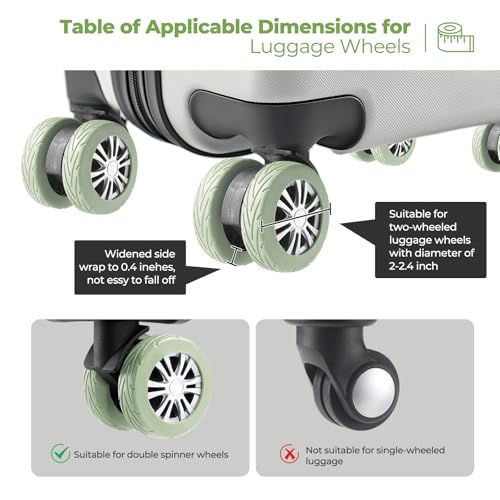 8Pcs Upgrade Luggage Wheel Covers, Travel Accessories (Green) - color: Green