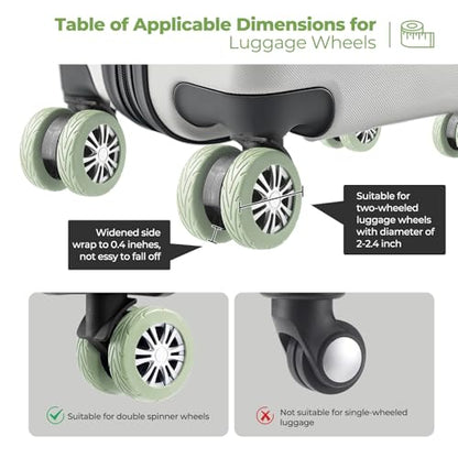 8Pcs Upgrade Luggage Wheel Covers, Travel Accessories (Green) - color: Green