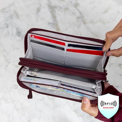 Travelon RFID Blocking Double Zip Wallet - color: Blue