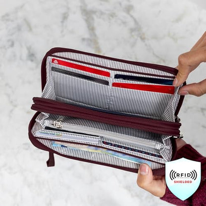 Travelon RFID Blocking Double Zip Wallet - color: Blue
