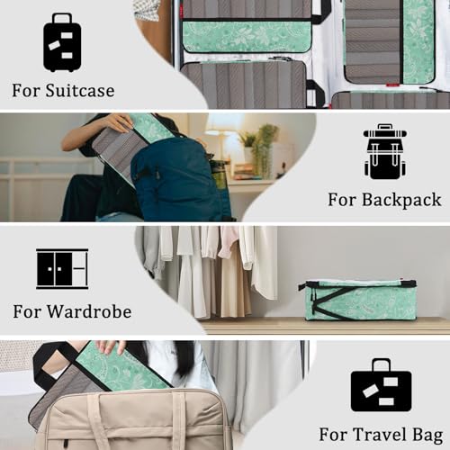U+U 4 Set Compression Packing Cubes, Travel Organizers (Green Paisley) - color: Green Paisley, size: 4 Set