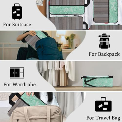 U+U 4 Set Compression Packing Cubes, Travel Organizers (Green Paisley) - color: Green Paisley, size: 4 Set