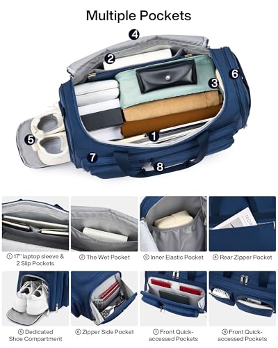 MILADA Carry On Luggage Bags for Travel Foldable Personal Item Travel Bag - color: Blue, size: Carry On 21.5 inch
