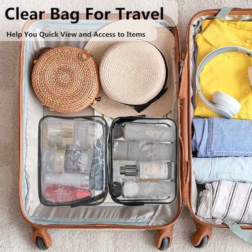 Lermende Clear Toiletry Bag TSA Approved Quart Size Travel Carry On - 3Pcs - color: Black, size: 3 Pack