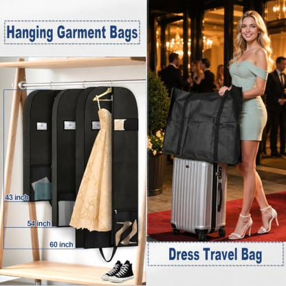 54" Large Garment Bag, Breathable Hanging Clothes Cover with Handle - size: V-G-54in-1P-2
