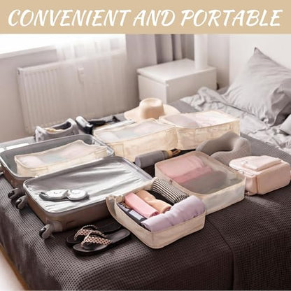 Silkfly 4 Pcs XL Packing Cube for Travel Luggage,Simple,Beige - color: Beige, size: Simple