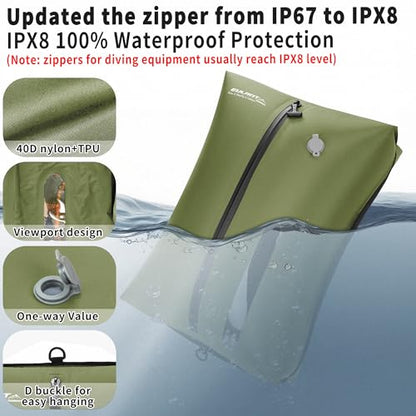 EULANT Travel Vacuum Bags,IPX8 Waterproof Vacuum Compression Bag - color: Green, size: 3 Pack