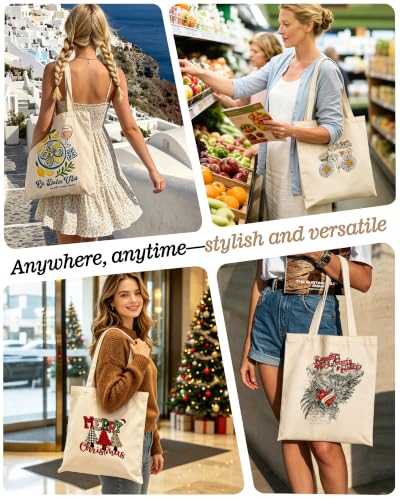 Canvas Tote Bag with Zipper for Women, Halloween Trick or Treat Bags Bulk - color: [A2] Beige