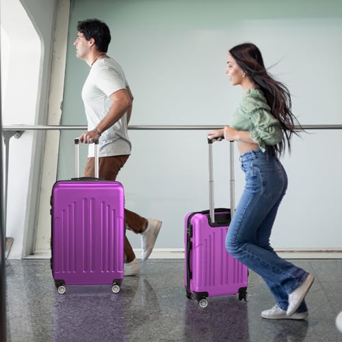 Karl home Luggage Set 3 Piece Hardshell Suitcases with TSA Lock, Purple - color: Purple, size: 3 Piece Set (20/24/28 Inch)