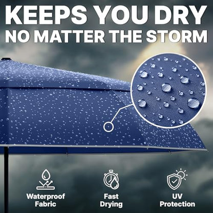 Royal Walk Compact Travel Umbrella for Rain, Windproof, Small & Portable - color: Dark Blue