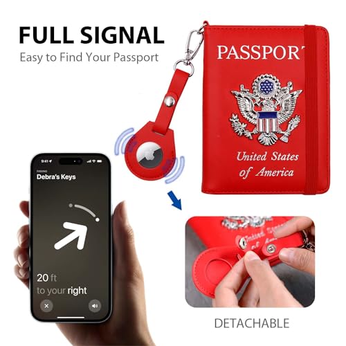 Passport Holder for Travel,Passport Cover Case with RFID (red) - color: red
