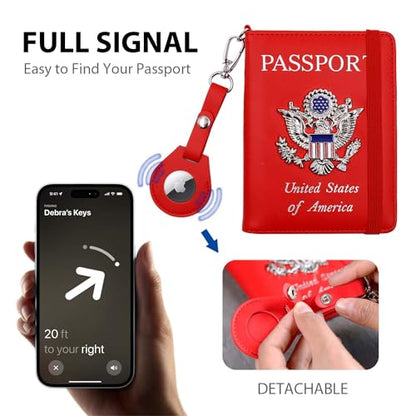 Passport Holder for Travel,Passport Cover Case with RFID (red) - color: red