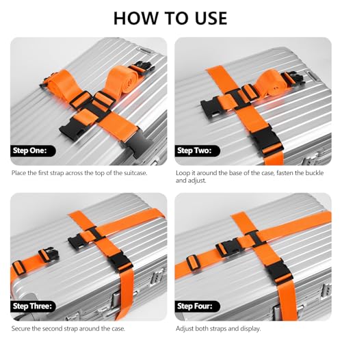 BILIONE Cross Luggage Straps and Luggage Tags Set (Blue)