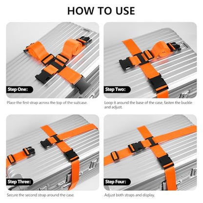 BILIONE Cross Luggage Straps and Luggage Tags Set (Blue)