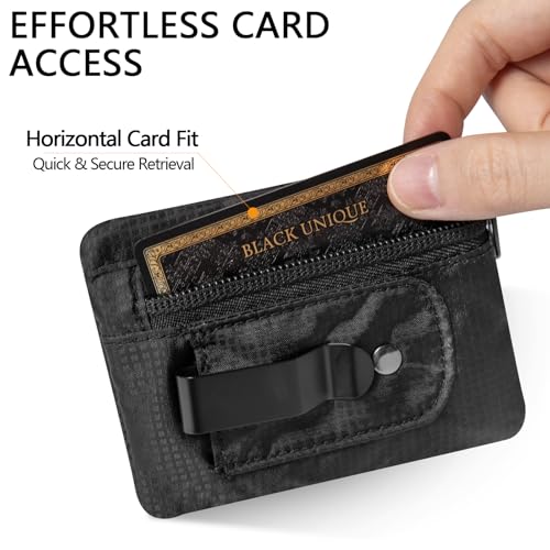 KOSMCCO RFID Blocking Clip Stash Pocket Travel Belt Wallet, Black - color: Black, size: Small (3.5x4.2")
