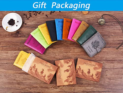 Passport Holder Cover Wallet RFID Blocking, Travel Essentials - color: Blue