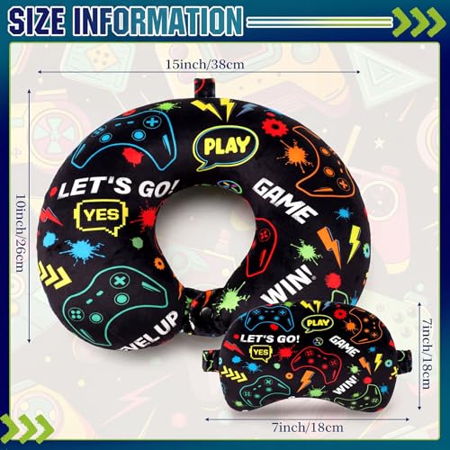 Gilprop 2 Pcs Gaming Neck Pillow for Travel with Sleep Eye Mask - style: Gaming