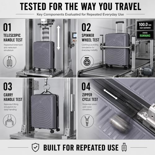 CONCEPTEN Luggage Sets 3 Piece, PP Hardshell Suitcases Set with Wheels - color: Grey, size: 3 Piece Sets (21/Db/Tb)