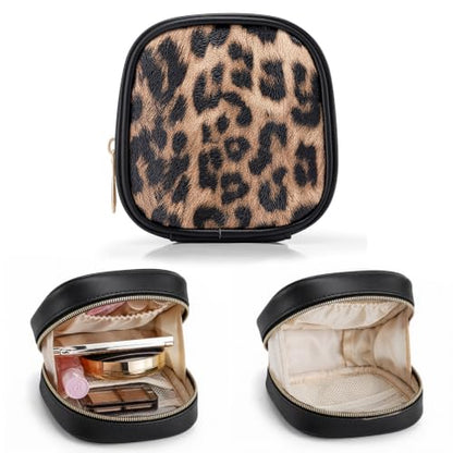 VLANDO Mini Makeup Bag for Purse,Slip-in Pocket,Leopard,Black - color: Mini-Leopard Black