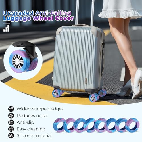 8Pcs Luggage Wheel Covers, Travel Accessories (Gradient Blue & Purple) - color: Gradient Blue & Purple