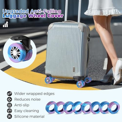 8Pcs Luggage Wheel Covers, Travel Accessories (Gradient Blue & Purple) - color: Gradient Blue & Purple