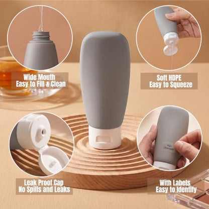 20 Pack Travel Bottles for Toiletries, Travel Containers with Pill Case - color: Dark Color A