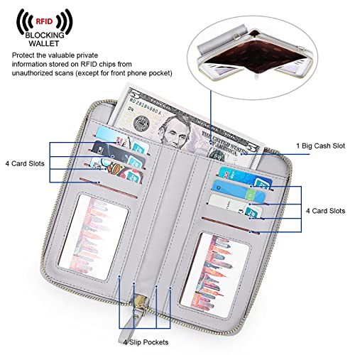 S-ZONE Small Crossbody Bags for Women Phone Purse RFID Blocking Wallet - color: Light Gray