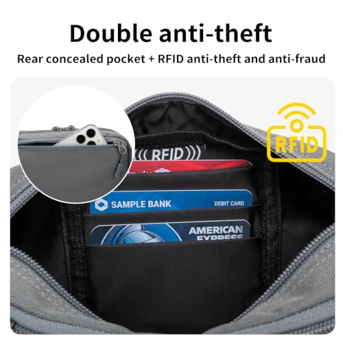 Small Fanny Pack for Women Men,Water Resistant Waist Pack with RFID,Gray - color: Gray