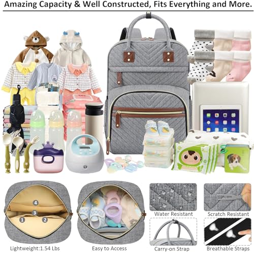 Tenot Diaper Bag Backpack for Women with Insulated Pockets Grey - color: Grey, style: Standard