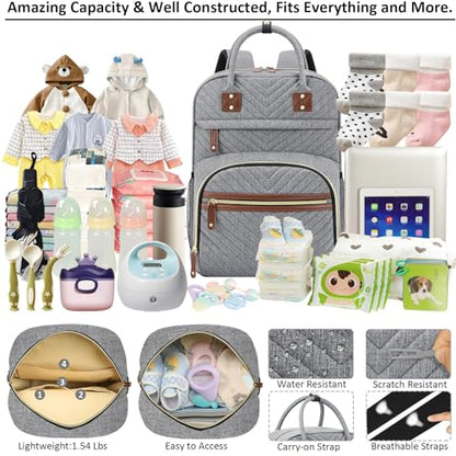 Tenot Diaper Bag Backpack for Women with Insulated Pockets Grey - color: Grey, style: Standard