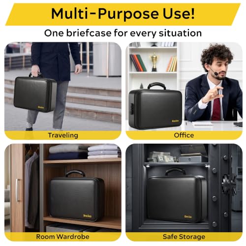 Fireproof Document Box with Lock, 13-Folder File Organizer Bag - style: Black - Briefcase