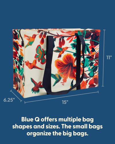 Blue Q Reusable Shoulder Tote Bag - Carry Everywhere Bag with Hefty Zipper - color: Hummingbird