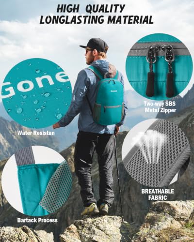 Gonex Packable Daypack Backpack 20L Lightweight Foldable Travel Bag - color: Teal