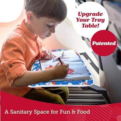 Lusso Gear Airplane Tray Cover for Kids, Travel Organizer, Tablet Holder - color: Dinos