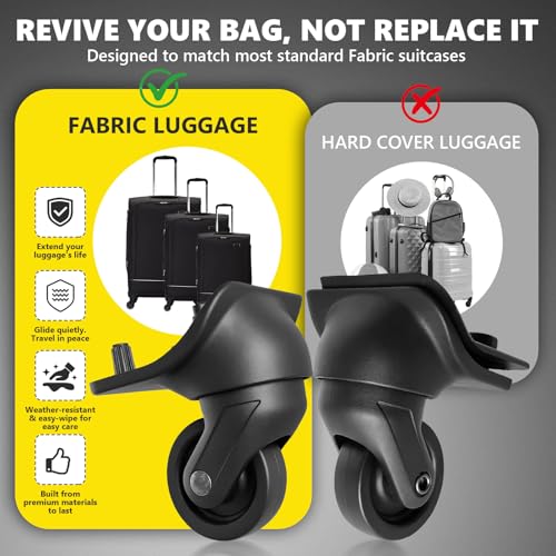 Tobeso-Nuoze Luggage Wheels Replacement Wheel for Luggage Suitcase Repair - color: Black-044#-4