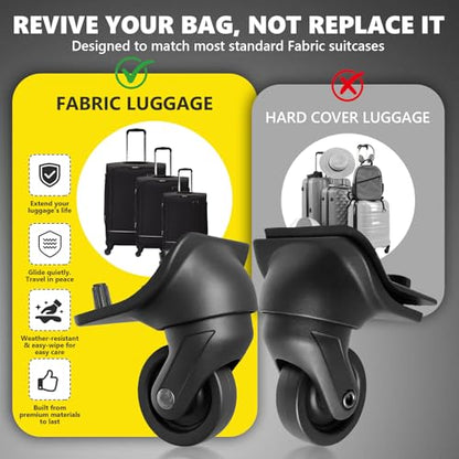 Tobeso-Nuoze Luggage Wheels Replacement Wheel for Luggage Suitcase Repair - color: Black-044#-4