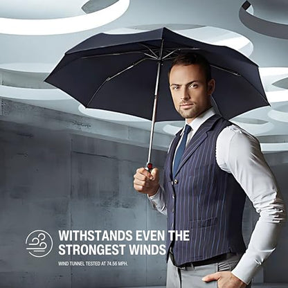 Knirps T.200 Automatic Travel Umbrella for Rain, Compact, Elemental Black - color: Elemental Black