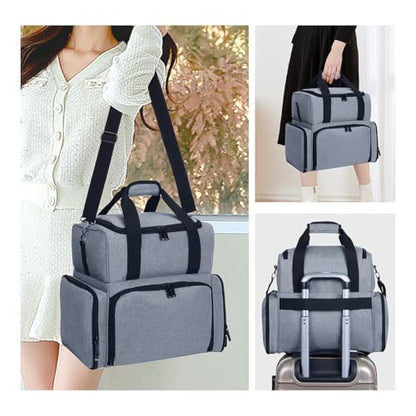 Large Makeup Bag with 3 Removable Case and 2 Removable Dividers,Grey - color: Grey