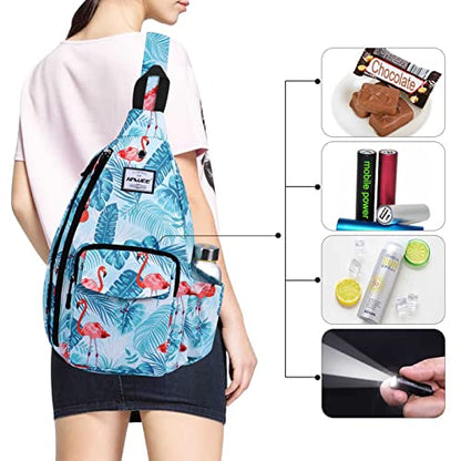 Backpack Sling for Women Anti-Water Crossbody Bag Inclined Adjustable Pack - color: Flamingo Blue