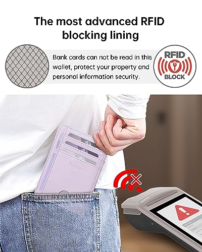 Teskyer Slim Minimalist Wallet for Men, RFID Front Pocket Card Holder - color: Lichee Lilac