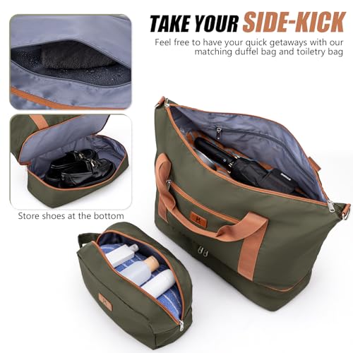 KUNEL Luggage Sets 5 Piece, Hardshell Expandable Suitcase, 20/24/28inch - color: Olive