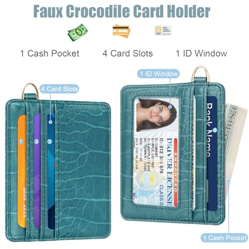 Slim Credit Card Holder Crocodile Wallet Women Thin Wallets - color: A Cadet Blue
