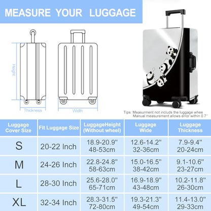 Pandas Luggage Cover Washable Suitcase Cover Protector Fit 20-22 Inch Luggage Durable Travel Bag Cover with Zipper Closure S - color: 4 pandas, size: S(20-22inch suitcase)