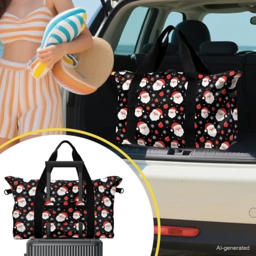 Musical Notes and Hearts Extra Large Duffle Bags Lightweight, Travel Duffle Bag Foldable for Men Women, Duffle Bag for Overnight Weekend Gym - color: Christmas Snowflake