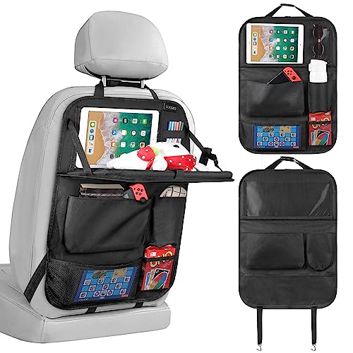 LUCMO Car Backseat Organizer with Foldable Tablet Holder, Black - color: Black-2, size: 1 Pack with Food Tray