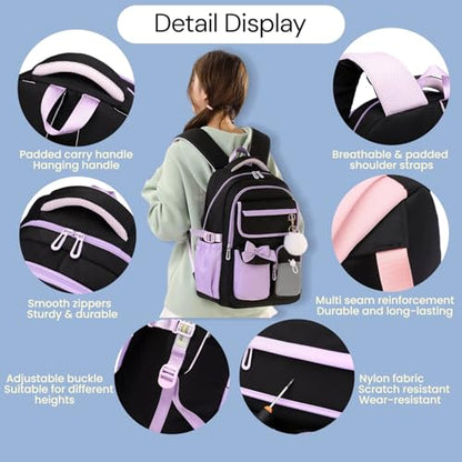 Rolling Backpack for Girls Kids Trolley Rolling School Bag Wheeled Backpack for Elementary School Roller Bookbags on 6 Wheels, Black Blue - color: 6 Wheels Black-blue, style: 6 Wheels